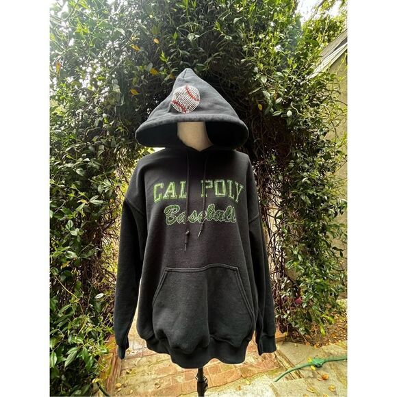 CAL POLY UNIVERSITY BASEBALL NAVY BLUE BLING RHINESTONES SPELLOUT HOODIE SWEATSH - Picture 12 of 17